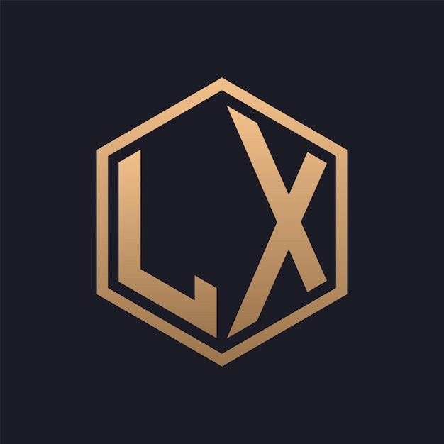 Diseño inicial del logotipo de la elegante letra hexagonal LX plantilla de logotipo de lujo LX