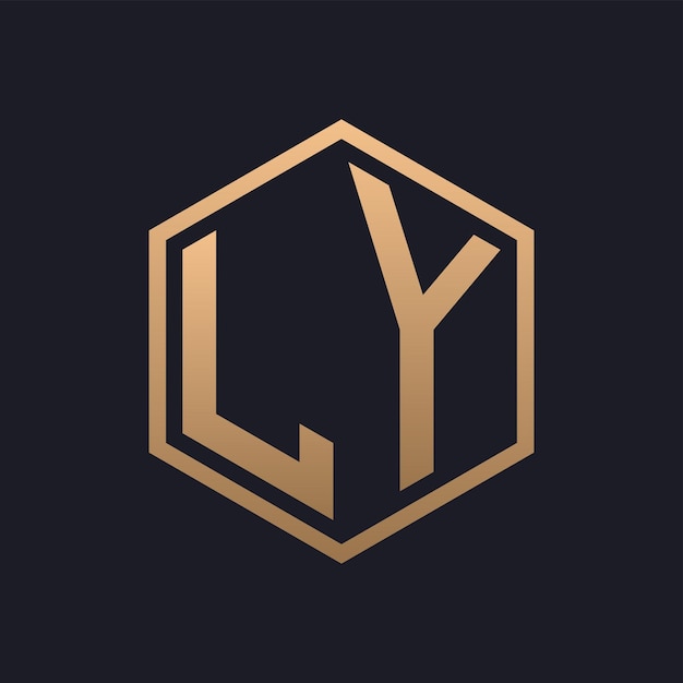 Diseño inicial del logotipo de la elegante letra hexagonal LY plantilla de logotipo de lujo LY