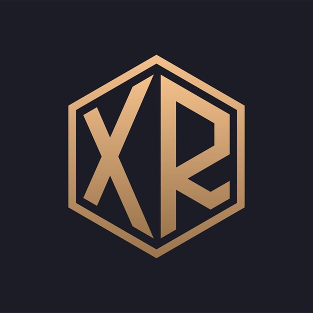 Diseño inicial del logotipo de la elegante letra hexagonal XR plantilla de logotipo de lujo XR