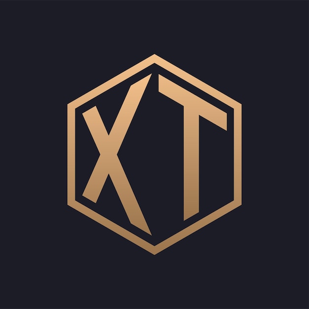 Diseño inicial del logotipo de la elegante letra hexagonal XT plantilla de logotipo de XT de lujo