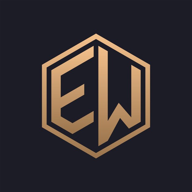 Diseño inicial del logotipo de EW con letras hexágonas elegantes plantilla de logotipo EW de lujo