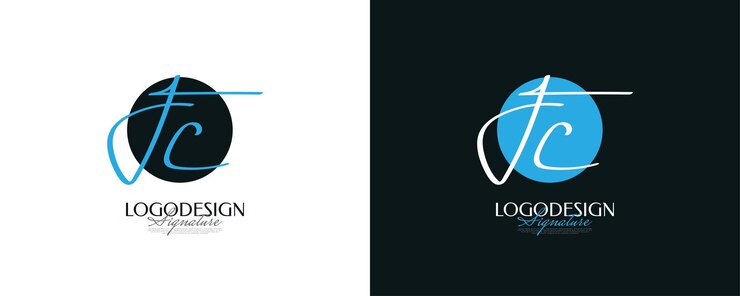 Vector diseño inicial del logotipo f y c con elegante y minimalista estilo de escritura a mano logotipo o símbolo de la firma fc para boutique de joyería de moda de boda e identidad comercial