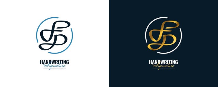 Vector diseño inicial del logotipo f y p con elegante y minimalista estilo de escritura a mano en oro logotipo o símbolo de la firma fp para boutique de joyería de moda nupcial e identidad comercial