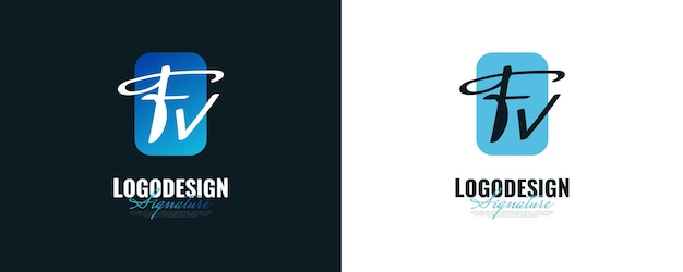 Vector diseño inicial del logotipo f y v en estilo de escritura elegante y minimalista logotipo o símbolo de la firma fv para boutique de joyería de moda nupcial e identidad comercial