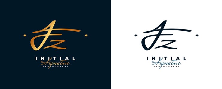 Vector diseño inicial del logotipo f y z en elegante estilo de escritura dorada logotipo o símbolo de la firma fz para boutique de joyería de moda de boda e identidad comercial