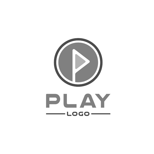 Diseño inicial del logotipo del icono del botón de la aplicación P Play Music Video Media Player