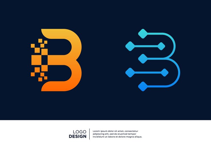 Vector diseño inicial del logotipo inteligente número 3 concepto de inteligencia artificial