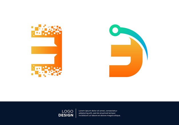 Vector diseño inicial del logotipo inteligente número 3 concepto de inteligencia artificial