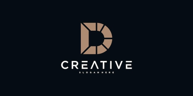 Diseño inicial del logotipo de la letra D con concapt creativo Premium Vector
