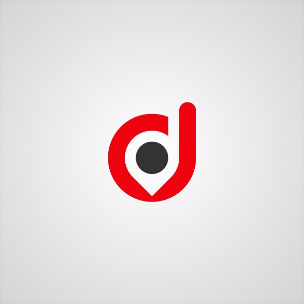 diseño inicial del logotipo de la letra D. pin logo icono elementos vectoriales. Icono de gps, logotipo de navegación de puntos geográficos.