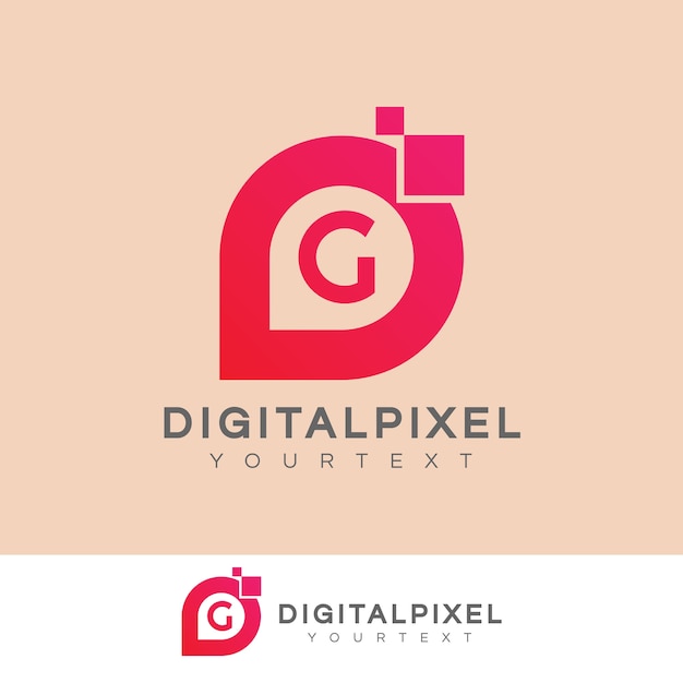 Diseño inicial del logotipo letra g digital pixel