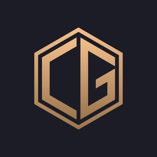 Diseño inicial del logotipo de la letra hexagonal CG elegante plantilla de logotipo de CG de lujo