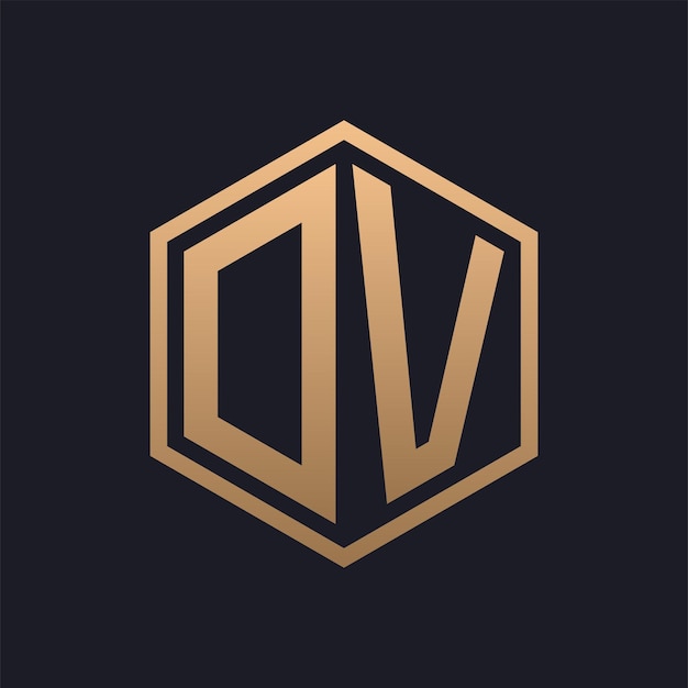 Diseño inicial del logotipo de la letra hexagonal DV elegante plantilla de logotipo de DV de lujo