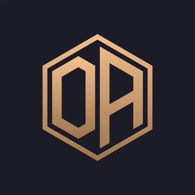 Diseño inicial del logotipo de la letra hexagonal OA elegante plantilla de logotipo de OA de lujo