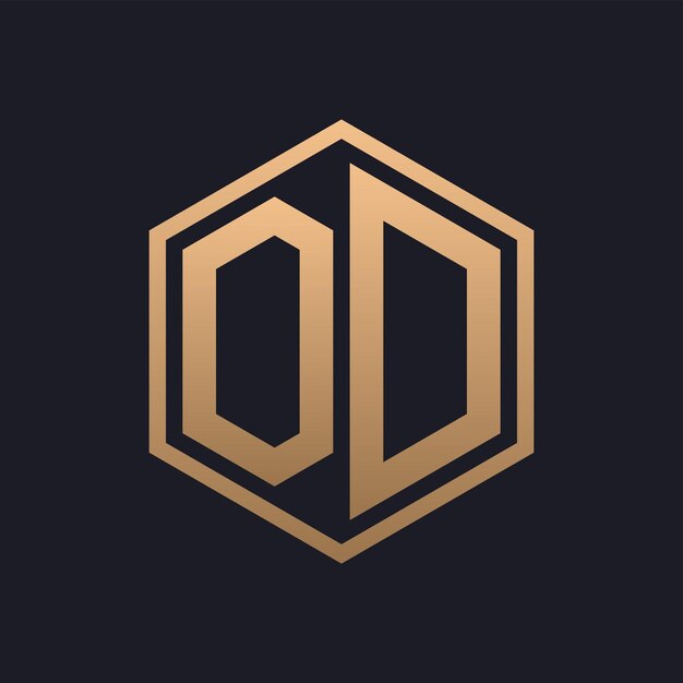 Diseño inicial del logotipo de la letra hexagonal OD elegante plantilla de logotipo de OD de lujo