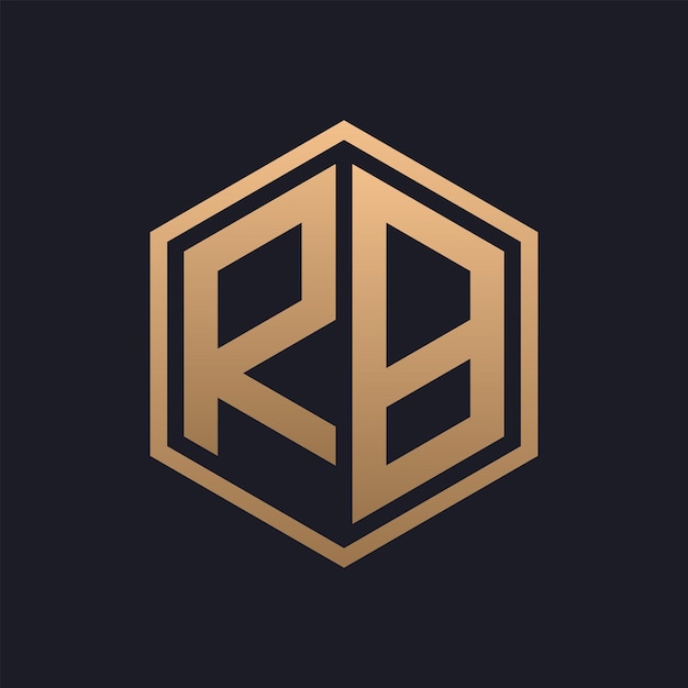 Diseño inicial del logotipo de la letra hexagonal RB elegante plantilla de logotipo de RB de lujo