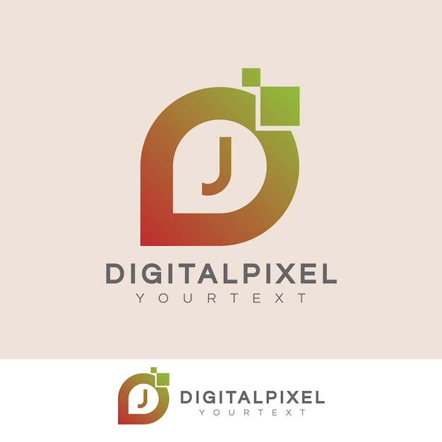 diseño inicial del logotipo letra J digital pixel