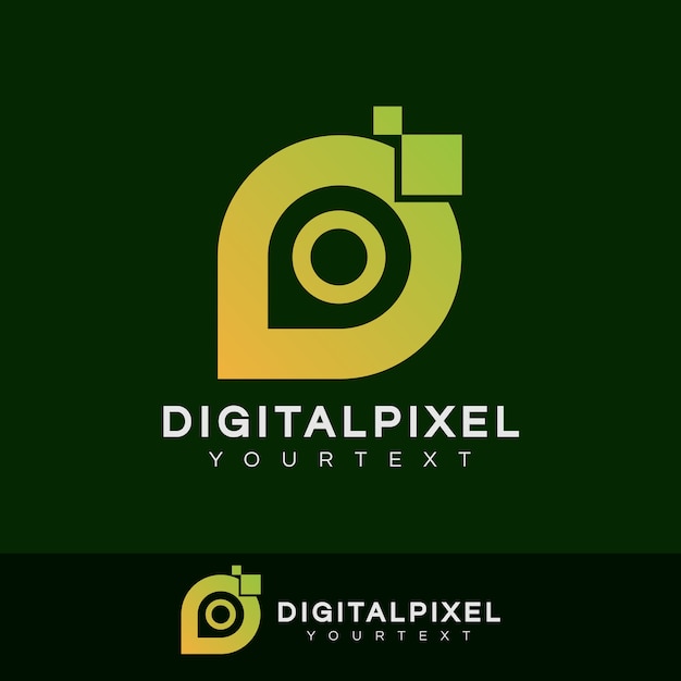 diseño inicial del logotipo letra O digital pixel