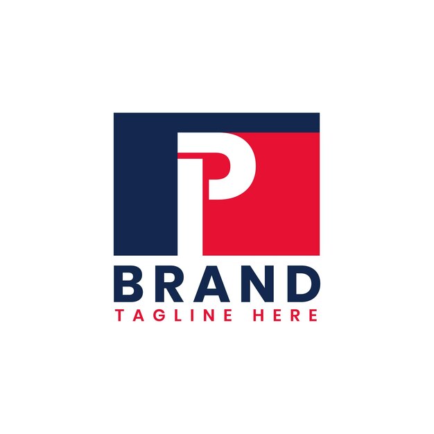 Diseño inicial del logotipo de la letra P estadounidense Plantilla de logotipo P político y patriótico