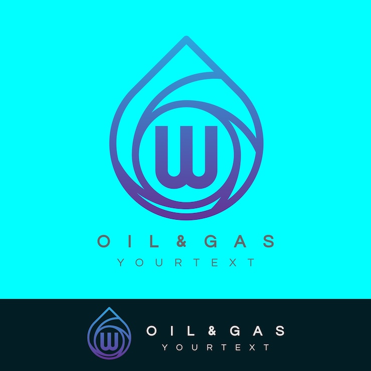 Vector diseño inicial del logotipo de la letra w del petróleo y el gas