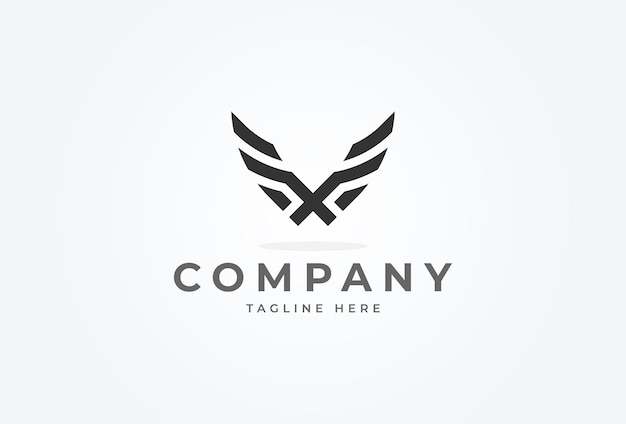 Diseño inicial del logotipo del monograma del ala XV combinación de letras X y V formando un pájaro abstracto