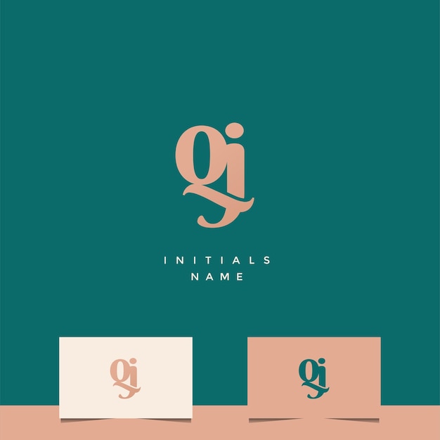 Diseño inicial del logotipo del monograma QJ