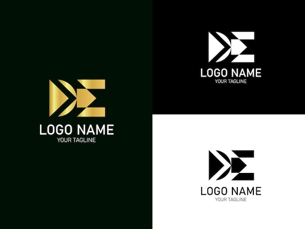 Diseño inicial del logotipo para la plantilla gráfica vectorial de letras DE o ED