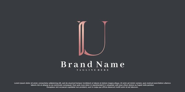 Diseño inicial del logotipo u último con concepto creativo Vector Premium