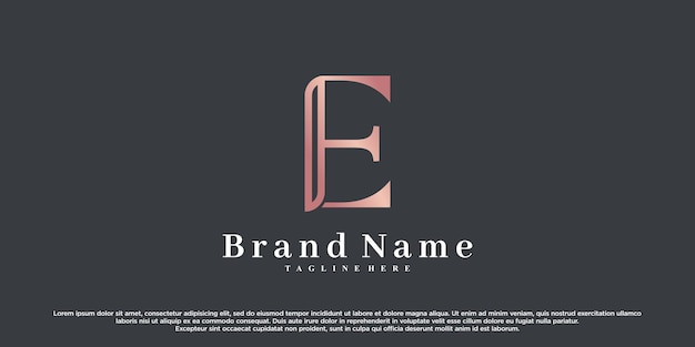 Diseño inicial del logotipo de la última e con concepto creativo Vector Premium