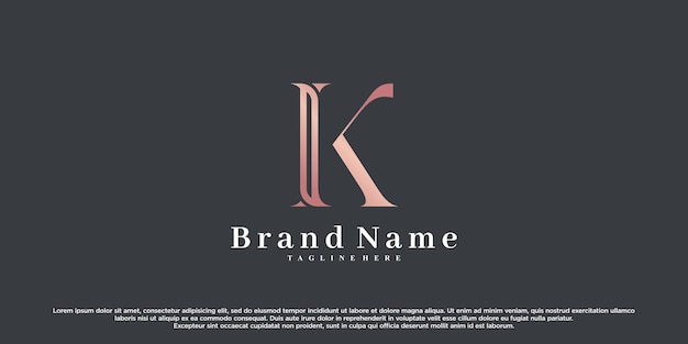 Diseño inicial del logotipo de la última k con concepto creativo Vector Premium