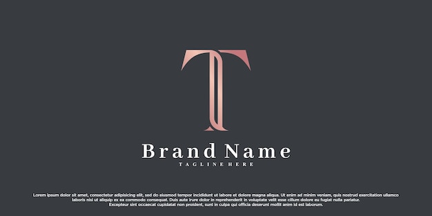 Diseño inicial del logotipo de la última t con concepto creativo Vector Premium