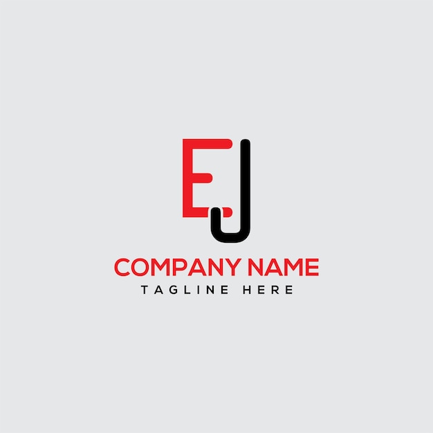 El diseño inicial del logotipo del vector de letras de texto EJ Monogram