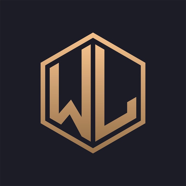 Diseño inicial del logotipo de WL con letras hexágonas elegantes y plantilla de logotipo WL de lujo