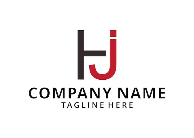 Diseño inicial del monograma del logotipo de la letra del alfabeto hj y jh o j y h