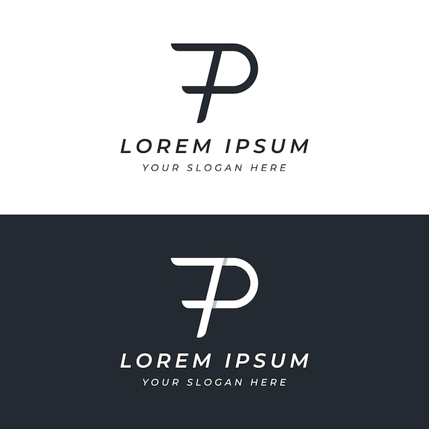 Diseño inicial de plantilla de logotipo P con geometríaLogotipo para tarjeta de visita marca e identidad