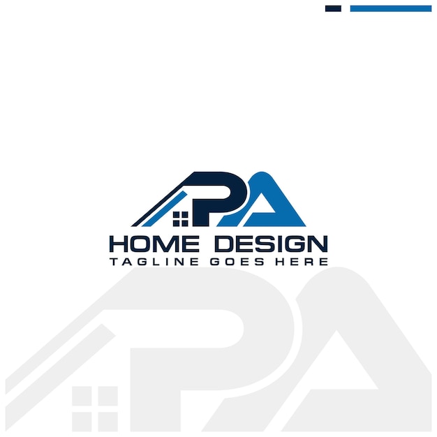 Diseño inicial de vector de logotipo de casa o bienes raíces de PA