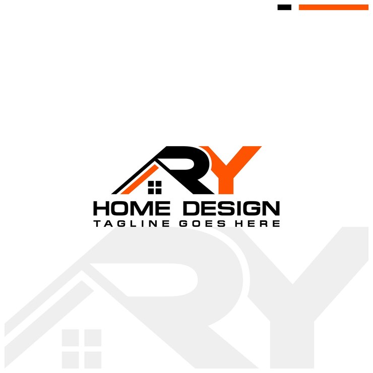 Vector diseño inicial del vector del logotipo de casa o bienes raíces de ry