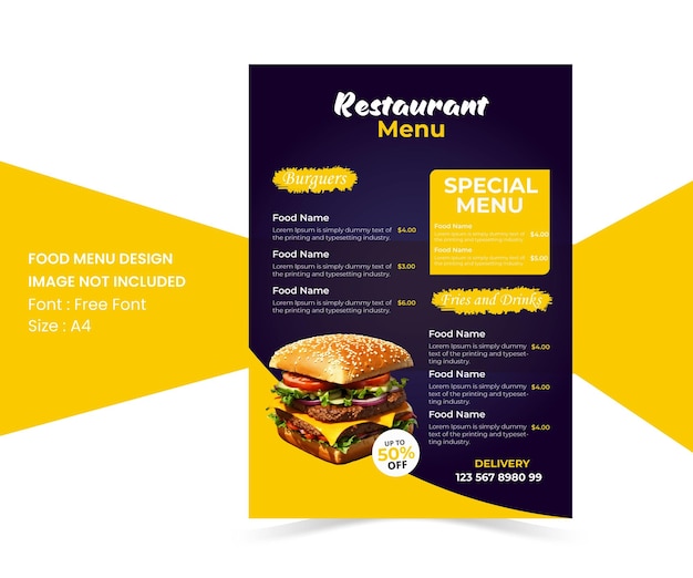 Diseño innovador del menú del restaurante