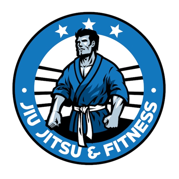 Diseño de insignia de artes marciales de jiu jitsu aislado en blanco