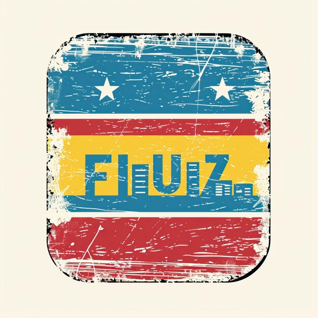 Vector diseño de la insignia de la bandera de fiji en apuros retro con