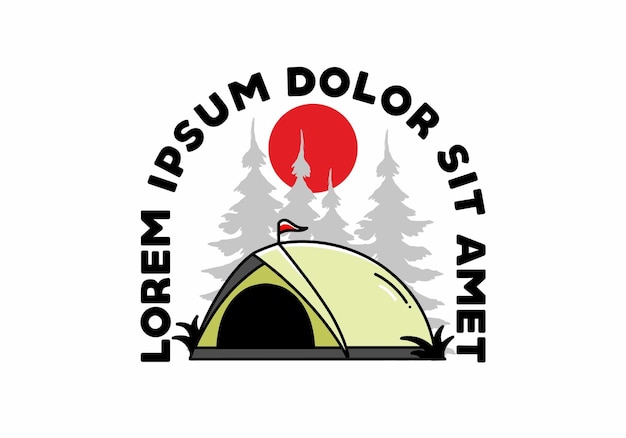 Diseño de insignia de ilustración de camping de tienda de cúpula