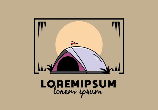 Diseño de insignia de ilustración de camping de tienda de cúpula