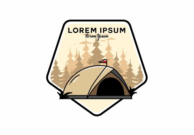 Diseño de insignia de ilustración de camping de tienda de cúpula