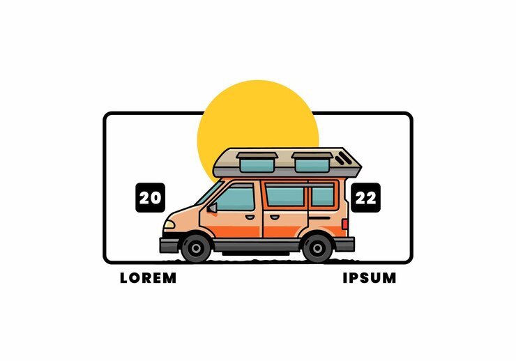 Vector diseño de insignia de ilustración de furgoneta camper