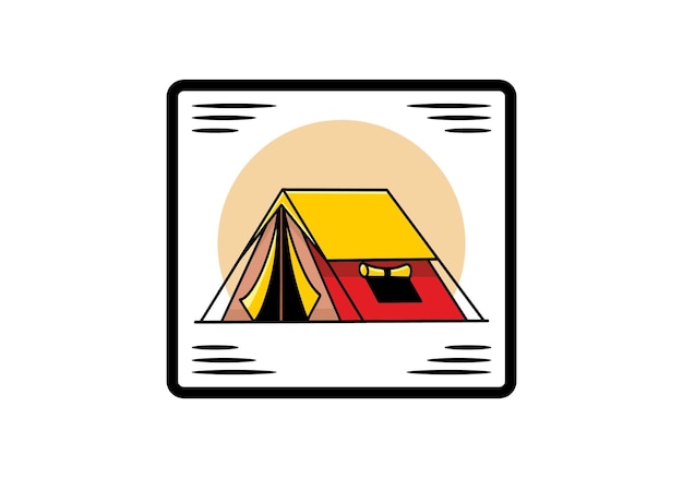 Diseño de insignia de ilustración plana de carpa de doble capa