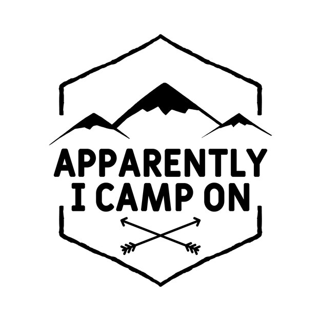 Diseño de insignia de logotipo de camping con montañas emblema de aventura de campamento gráficos de logotipo de viaje de senderismo etiqueta retro de vector de stock aislada sobre fondo blanco