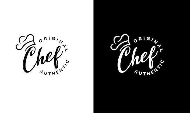 Diseño de insignia de logotipo de chef de cocina premium