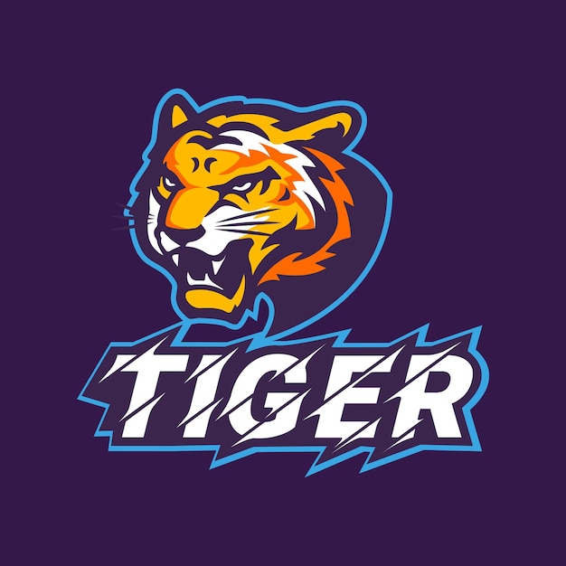 Diseño de insignia con el logotipo de tigre salvaje para deportes electrónicos.