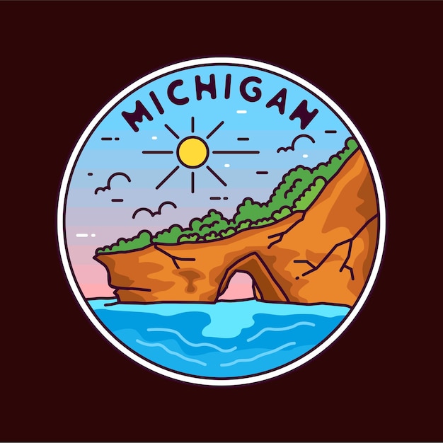 Vector diseño de insignia monoline de michigan