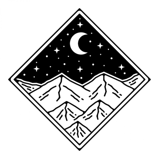 diseño de insignia de montaña vintage monoline